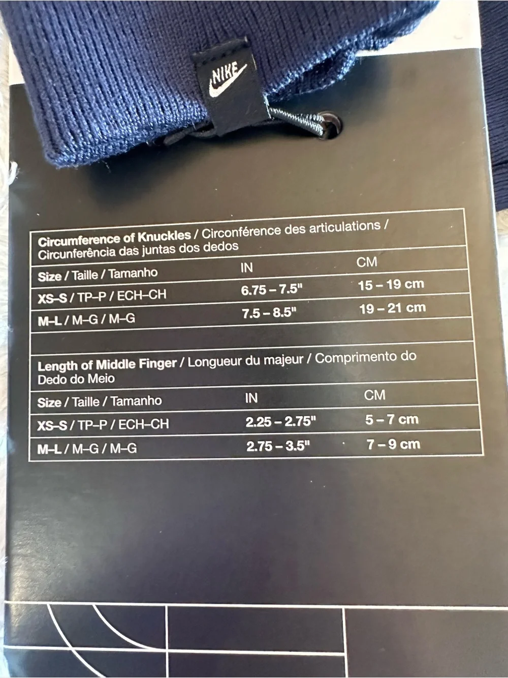 Nike Navy and White Fuzzy Knit Mittens